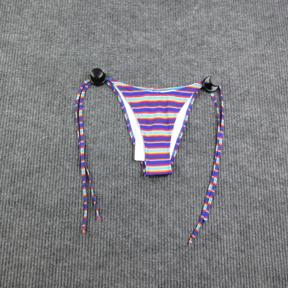 BRIGHT Bikini Bottom Womens S Purple Striped Melody Positano Brazilian Lined NWT
